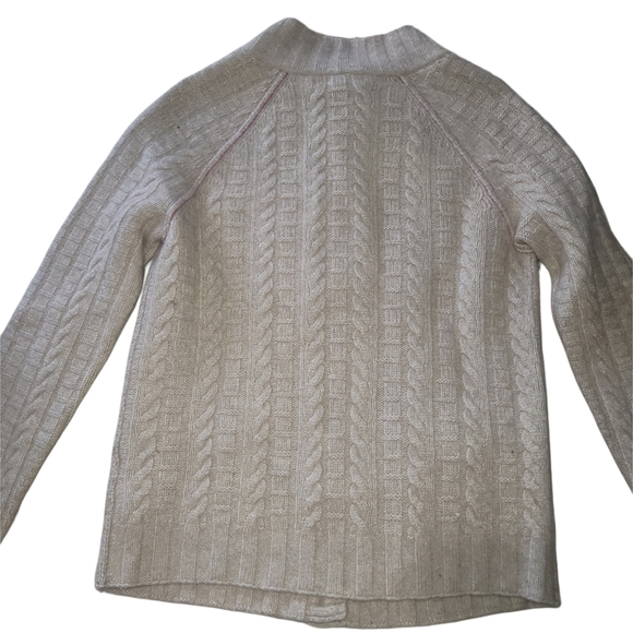 Banana Republic Beige Cable Knit Lamb's Wool Cashmere Blend Button Up Cardigan S - Picture 4 of 7